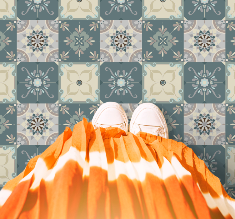 Alfombra vinílica mosaico motivo floral - TenVinilo