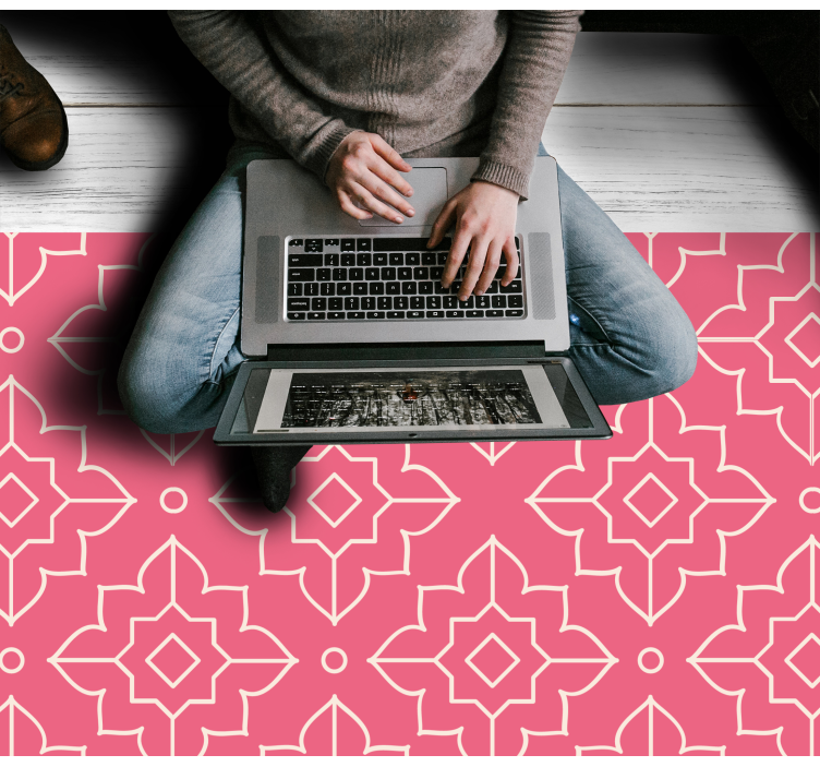Alfombra vinílica geométrica motivo de celosía rosa - TenVinilo
