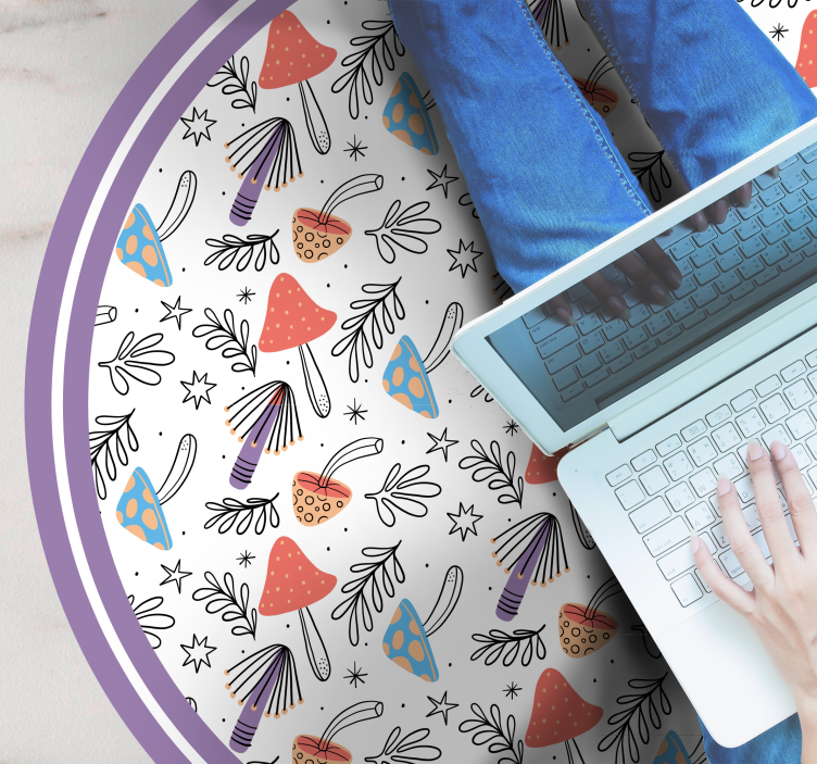 Alfombra vinílica naturaleza brotes de hongos coloridos - TenVinilo