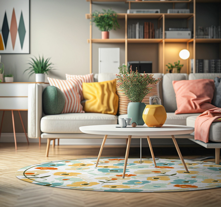 Alfombra vinilo naturaleza flores acuarela - TenVinilo