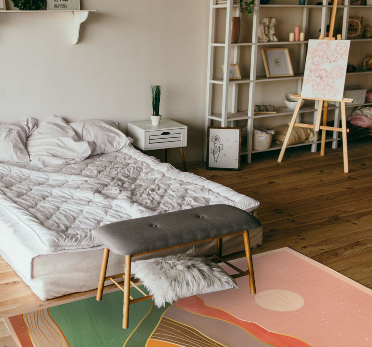 Alfombra vinílica moderna paisaje montañoso abstracto - TenVinilo