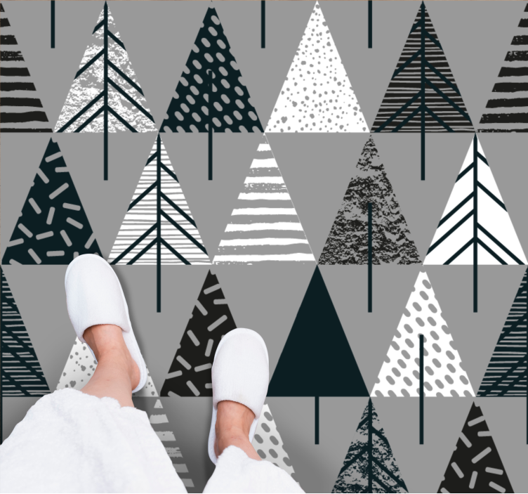 Alfombra vinílica nórdica patrón de pino estilizado - TenVinilo