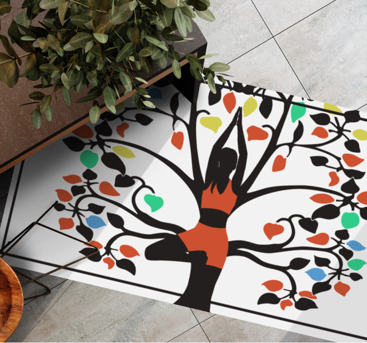 Alfombra vinílica naturaleza mujer árbol - TenVinilo