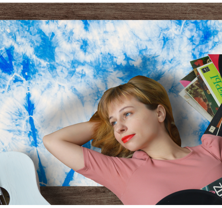 Alfombra vinílica salón teñido anudado azul - TenVinilo