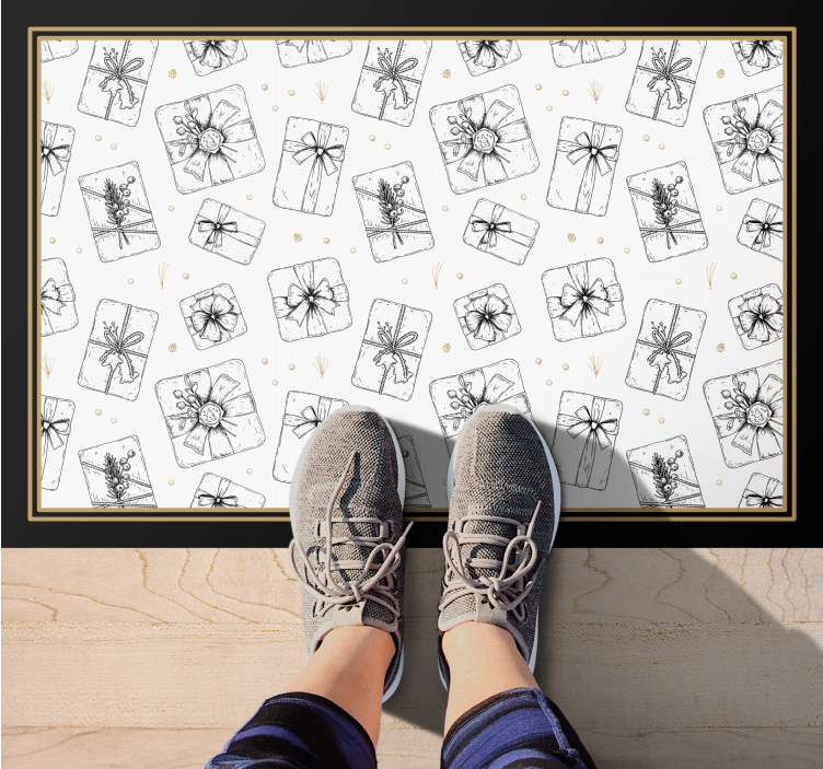 Alfombra vinílica navidad patrón de regalo festivo - TenVinilo