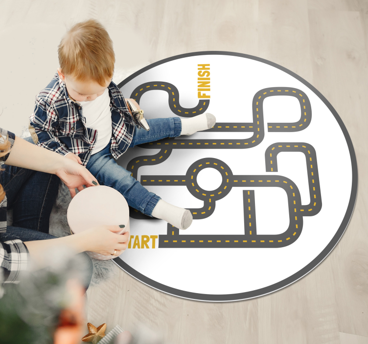 Alfombra carreteras ciudad redonda - TenVinilo