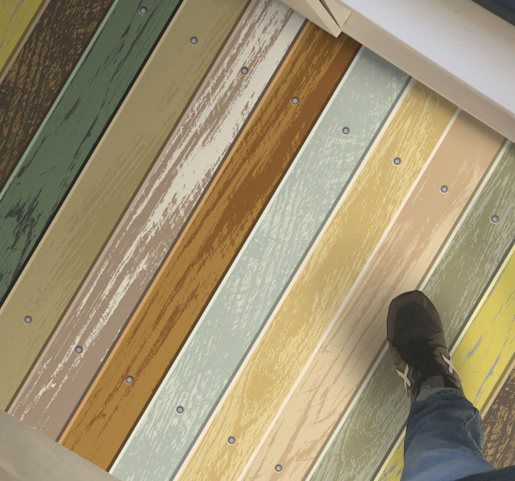 Alfombra vinilo pasillo Madera de colores descoloridos - TenVinilo