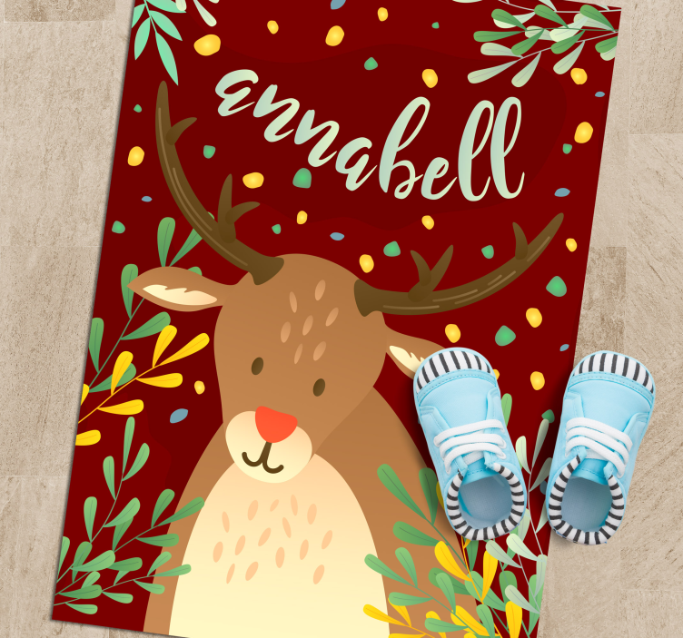 Alfombra vinílica navidad reno con nombre - TenVinilo