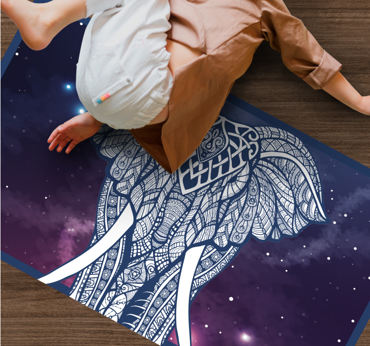Alfombra vinílica personalizable arte intrincado de elefante - TenVinilo