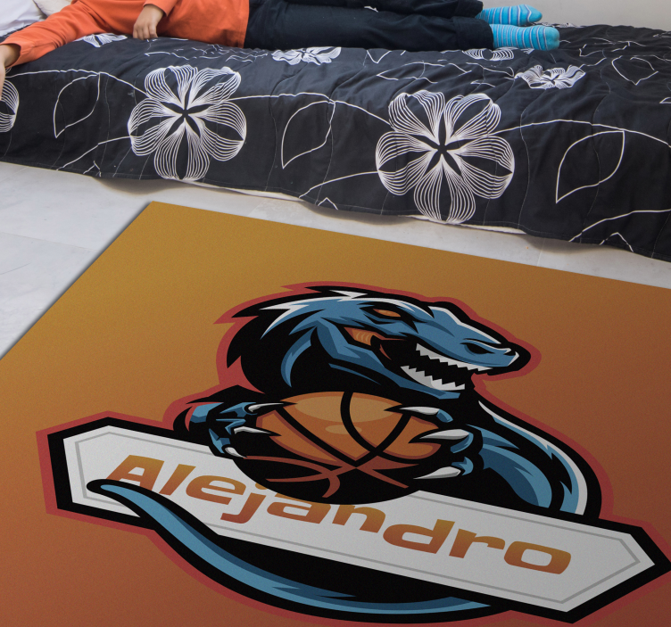 Alfombra vinílica personalizable dinosaurio del baloncesto - TenVinilo