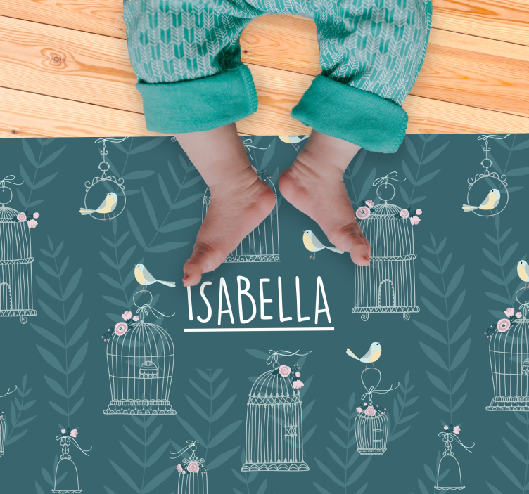 Alfombra vinílica personalizable patrón floral jaula - TenVinilo