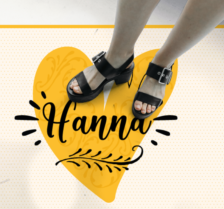 Alfombra vinílica juvenil corazón naranja personalizado - TenVinilo