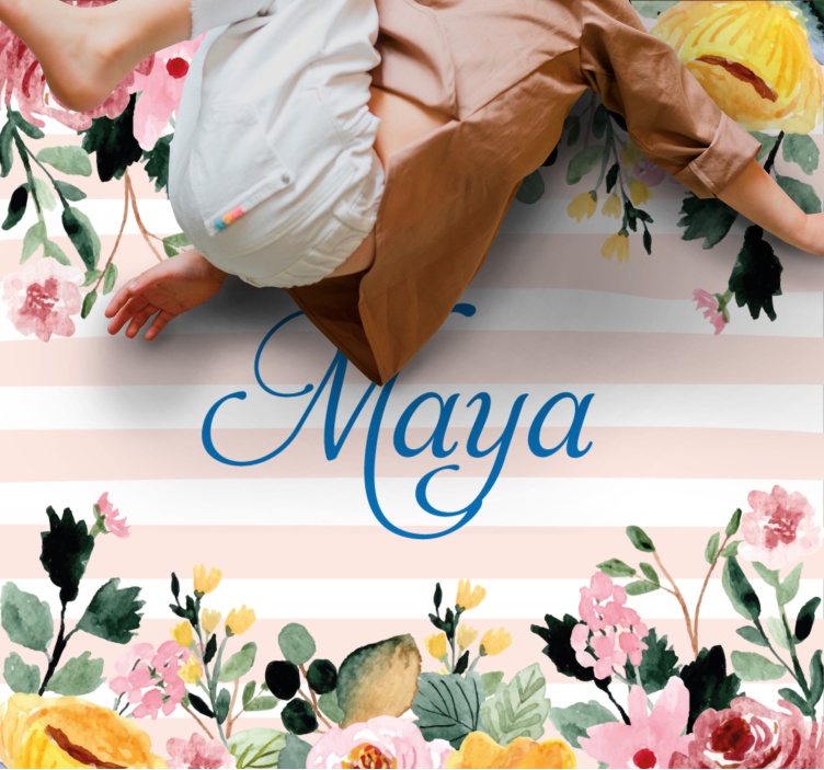 Alfombra vinílica dormitorio personalización floral - TenVinilo