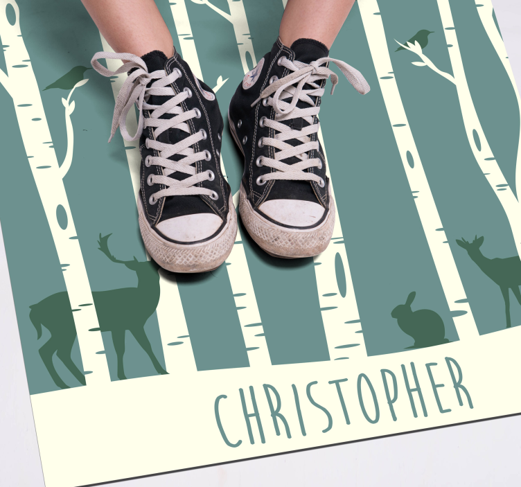 Alfombra vinílica personalizable tema de amigos del bosque - TenVinilo