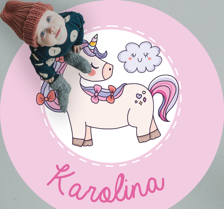 Alfombra vinílica personalizable unicornio con nombre - TenVinilo