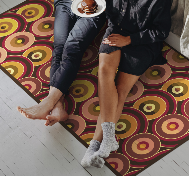 Alfombra vinílica vintage círculos marrones vibrantes - TenVinilo