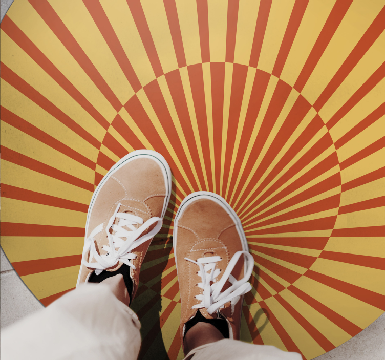 Alfombra vinílica rayas patrón circular de rayos de sol - TenVinilo