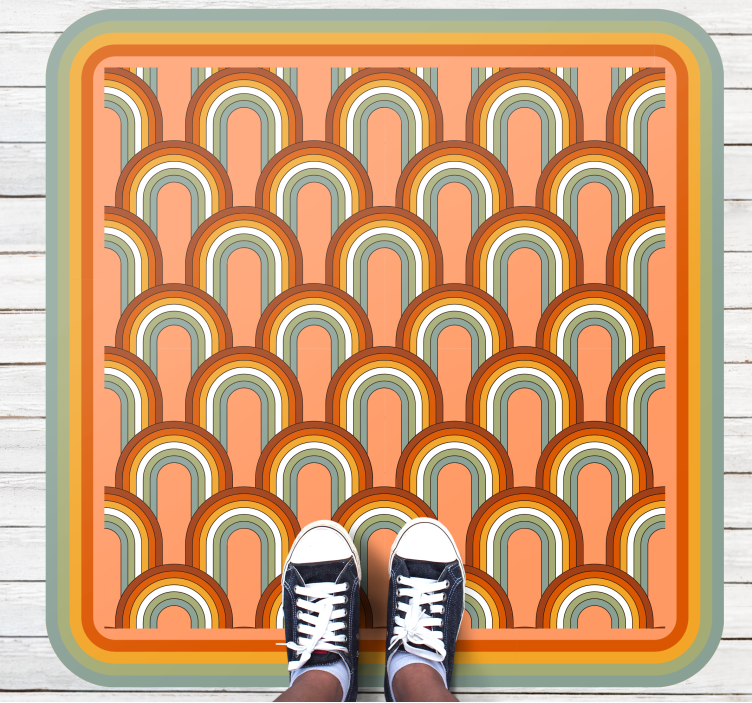 Alfombra vinílica geométrica patrones de arcos coloridos - TenVinilo
