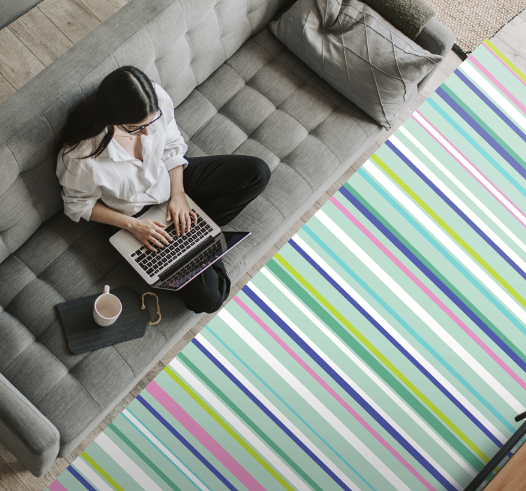 Alfombra vinílica rayas patrones elegantes multicolores - TenVinilo