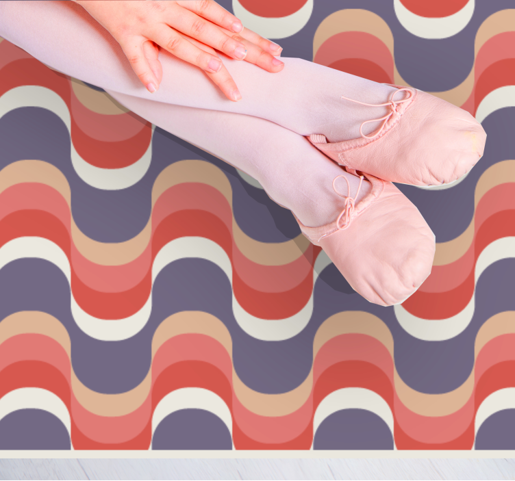 Alfombra vinilo rectangular Patrón geométrico retro groovy - TenVinilo