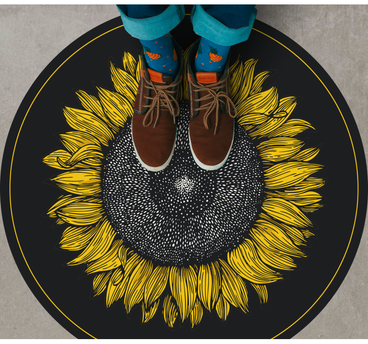 Alfombra vinílica flores diseño de girasol grande - TenVinilo