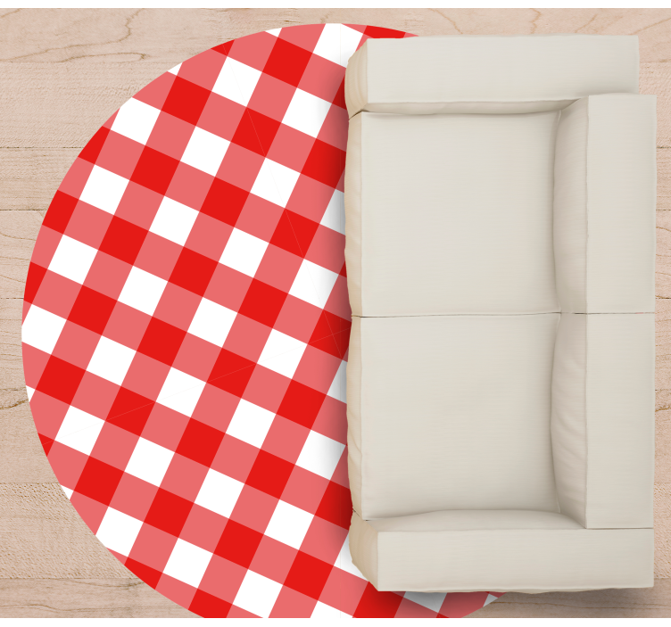 Alfombra vinílica redonda patrón de cuadros rojos - TenVinilo