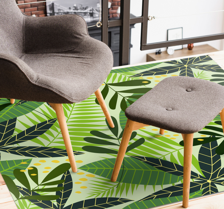 Alfombra vinilo verde Hojas verdes - TenVinilo