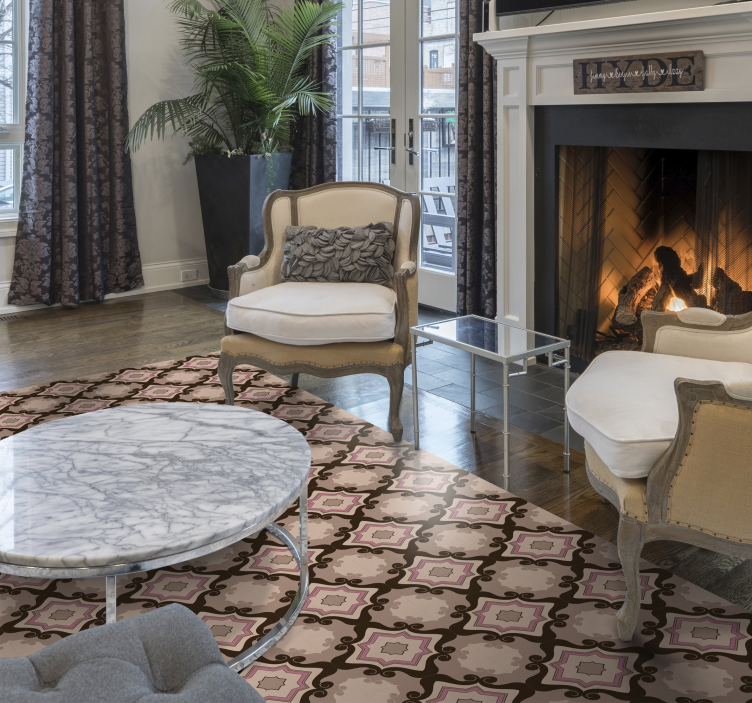 Alfombra vinílica vintage de azulejos barrocos - TenVinilo