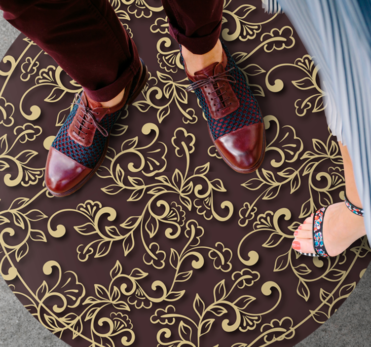 Alfombra vinílica vintage patrón de remolino adornado - TenVinilo