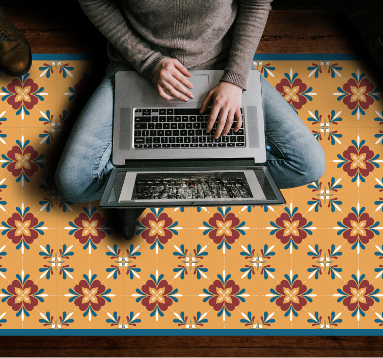 Alfombra vinílica hidráulica armonía del mosaico floral - TenVinilo