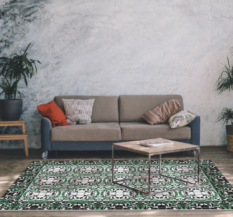 Alfombra vinílica hidráulica mosaico adornado - TenVinilo