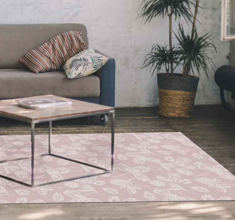 Alfombra vinílica dormitorio Hojas rosadas - TenVinilo