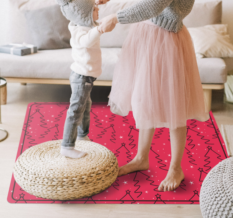 Alfombra vinílica habitación líneas árboles navidad - TenVinilo