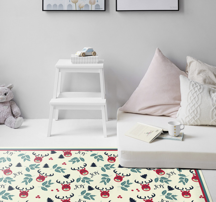 Alfombra vinílica habitación navidad con renos - TenVinilo