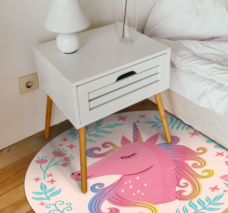 Alfombra vinílica dulce unicornio con nombre - TenVinilo