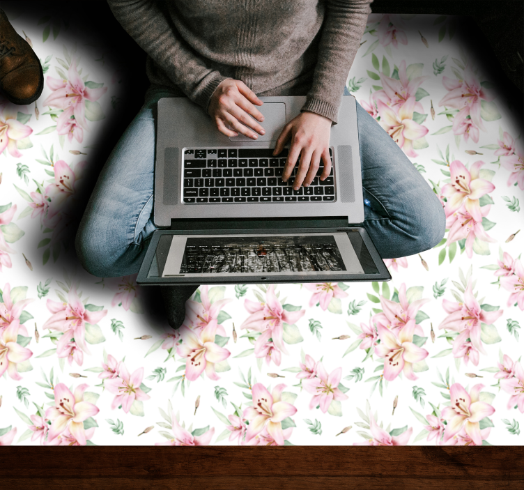 Alfombra vinílica flores elegancia floral en flor - TenVinilo