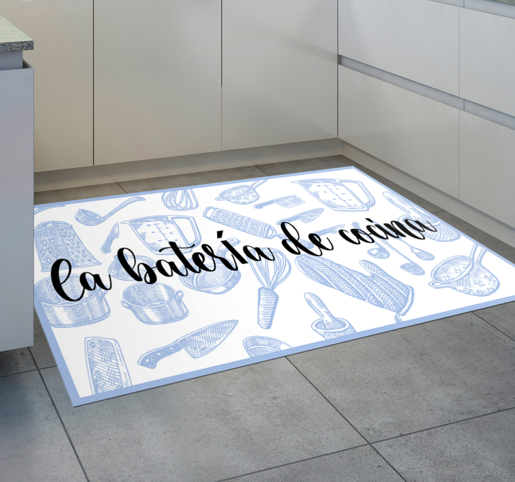 Alfombra vinílica frase batería de cocina - TenVinilo