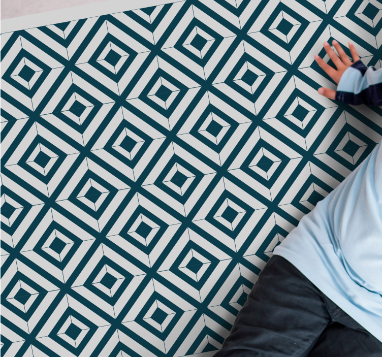 Alfombra vinílica hidráulica Líneas diagonales azules y grises - TenVinilo