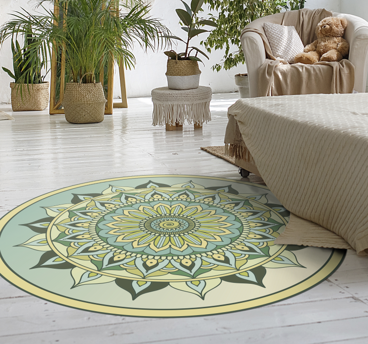 Alfombra vinílica mandala color verde - TenVinilo