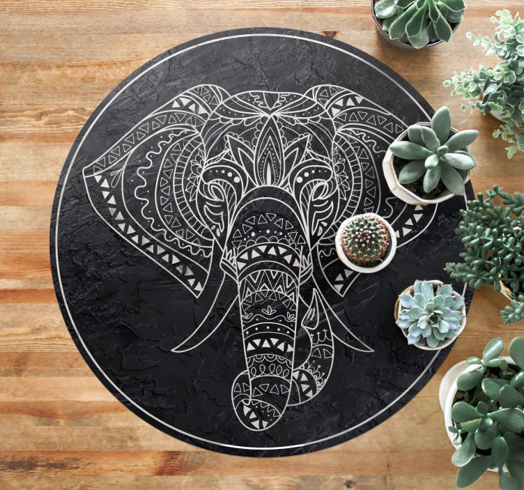 Alfombra vinílica mandala elefante de mármol - TenVinilo