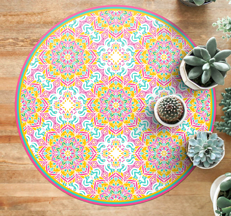 Alfombra vinílica mandala mosaico colorido - TenVinilo