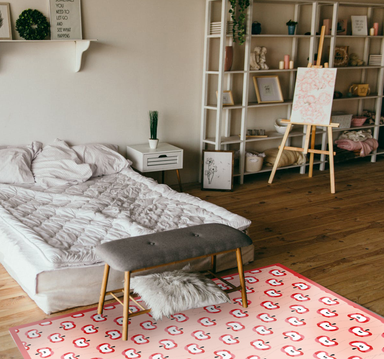 Alfombra vinílica moderna manzanas rojas - TenVinilo