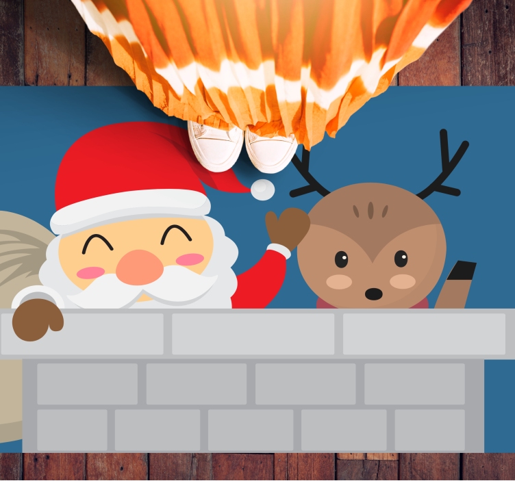 Alfombra vinílica navidad Mirando a santa y renos - TenVinilo