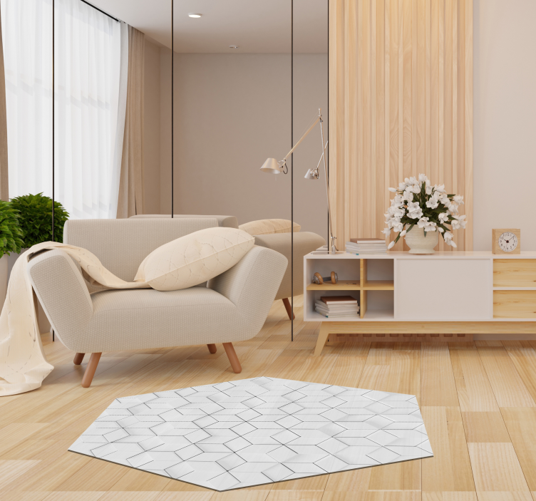 Alfombra vinílica salón patrón geométrico minimalista - TenVinilo