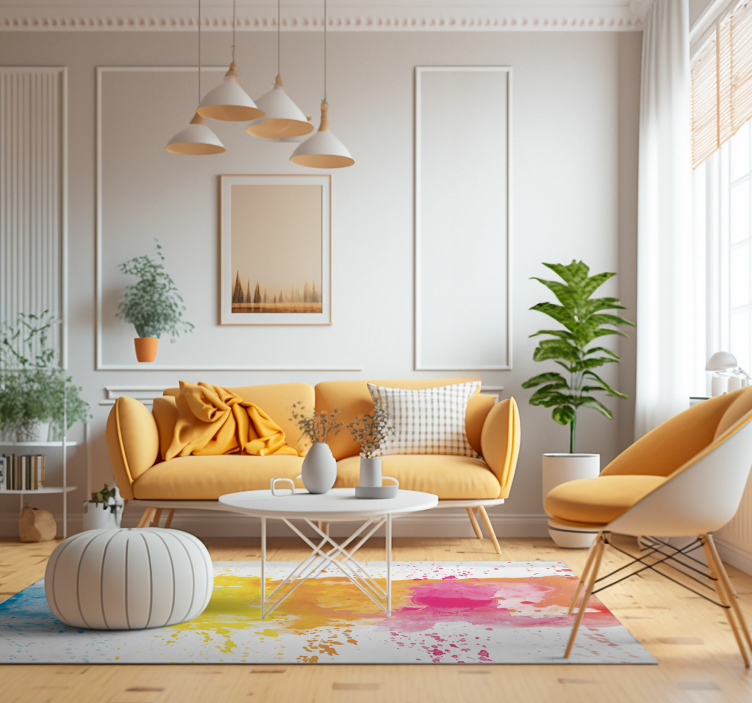 Alfombra vinílica salón superficie salpicada de colores - TenVinilo