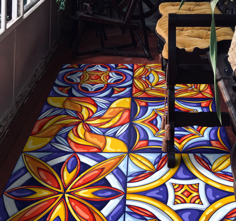 Alfombra vinilo pasillo hidráulica azulejos Portugal - TenVinilo