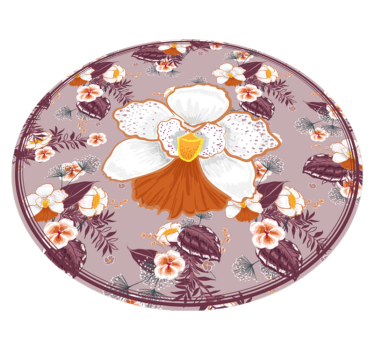 Alfombra vinílica flores círculo estampado floral - TenVinilo