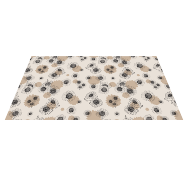 Alfombra de vinilo de flores en color beige - TenVinilo