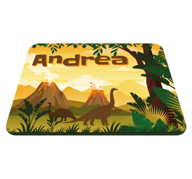Alfombra de vinilo con nombre Hermoso paisaje con dinosaurios. - TenVinilo