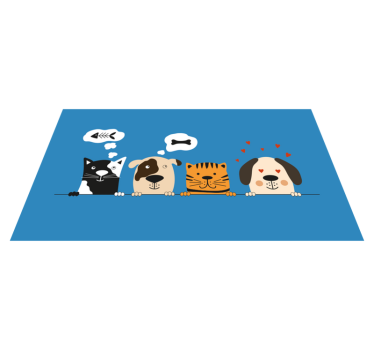 Alfombras vinílicas de animales Perros y gatos asomando - TenVinilo